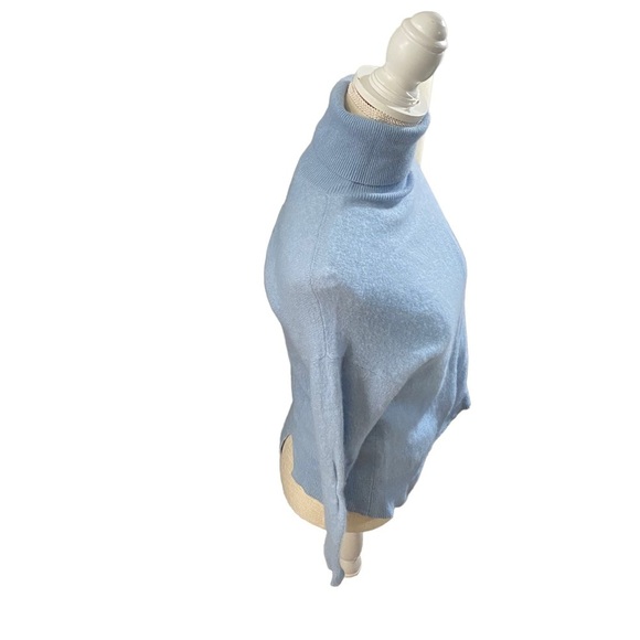 360 Cashmere Women Light Blue Cashmere Turtleneck Sweater Sz M Luxe Soft Warm - Picture 4 of 14